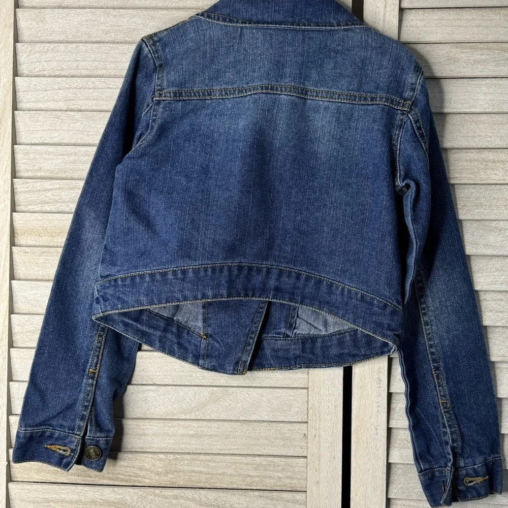 Route 66 Kids Moto Denim Jacket Size 6/6X Blue Jean Jacket Biker Style